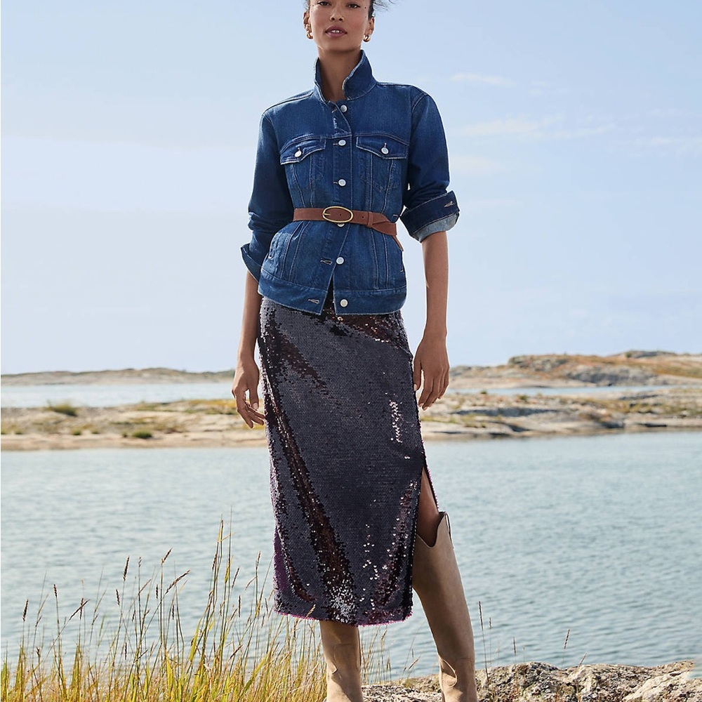 LOFT Brown Sequin Mini Skirt (small, fits 0-6)